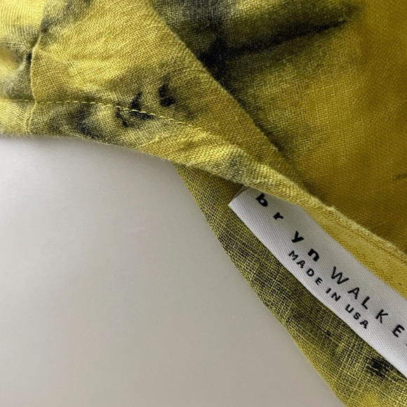 Bryn Walker Linen Yellow and Green Sleeveless Top Bohemian Festival Summer - Picture 3 of 7